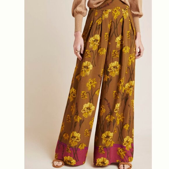 Anthropologie Maeve Terrace Floral Pants Size 4 - Picture 1 of 8